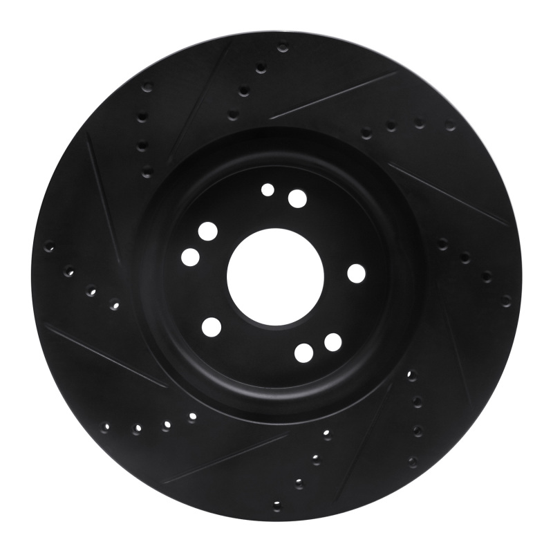 Picture of R1 94-02 Mercedes-Benz SL600 Left Front Drilled & Slotted Black Brake Rotor