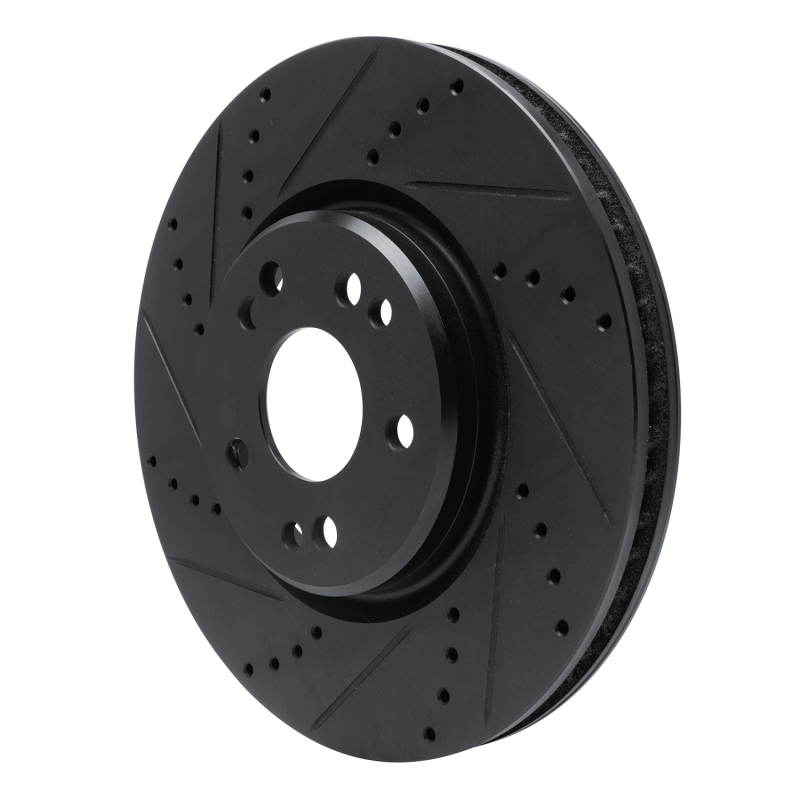 Picture of R1 94-02 Mercedes-Benz SL500 Right Front Drilled & Slotted Black Brake Rotor