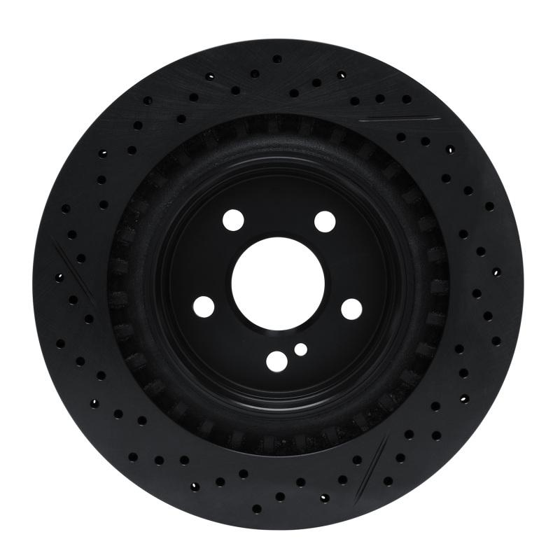 Picture of R1 08-15 Mercedes-Benz C63 AMG Rear Drilled & Slotted Black Brake Rotor