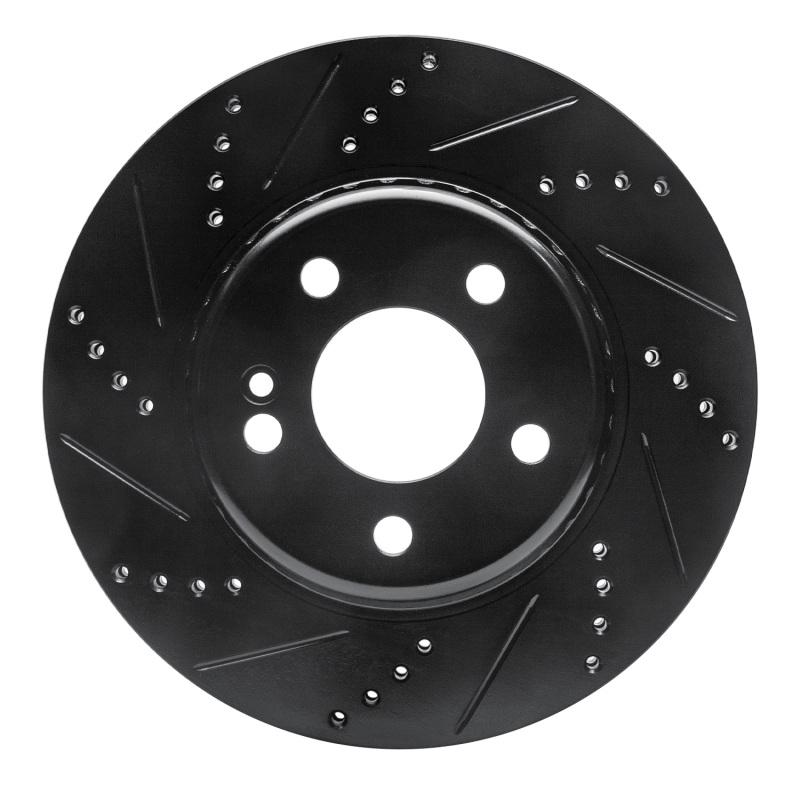Picture of R1 15-23 Mercedes-Benz E300 Rear Left Drilled & Slotted Black Brake Rotor