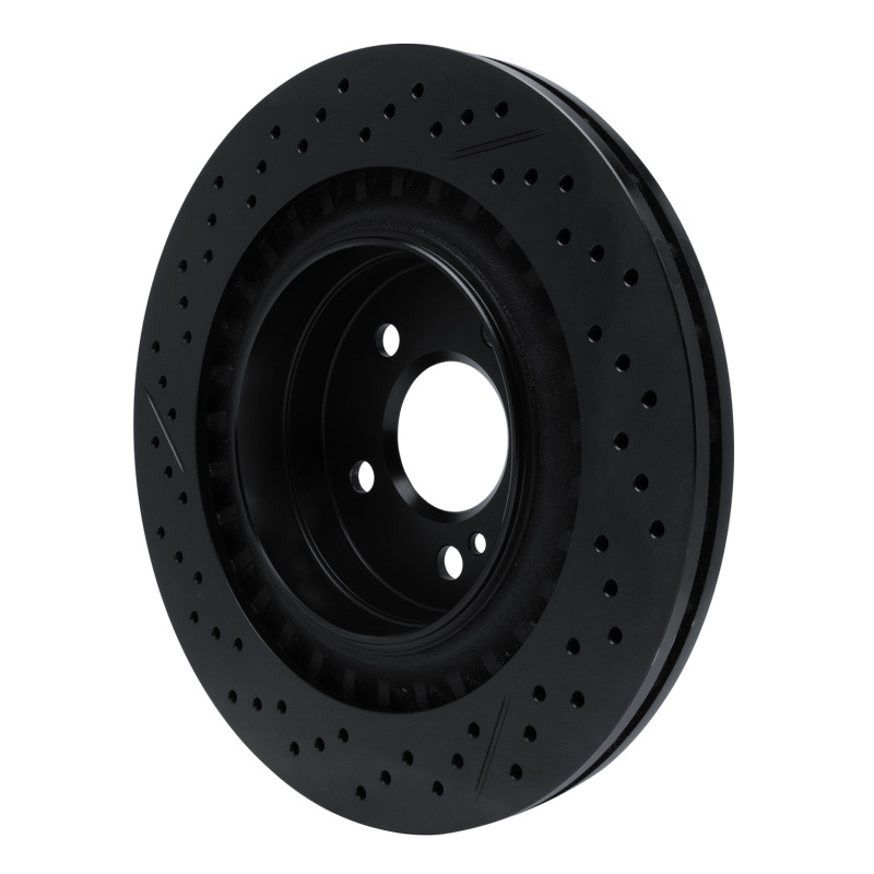 Picture of R1 08-15 Mercedes-Benz C63 AMG Rear Drilled & Slotted Black Brake Rotor