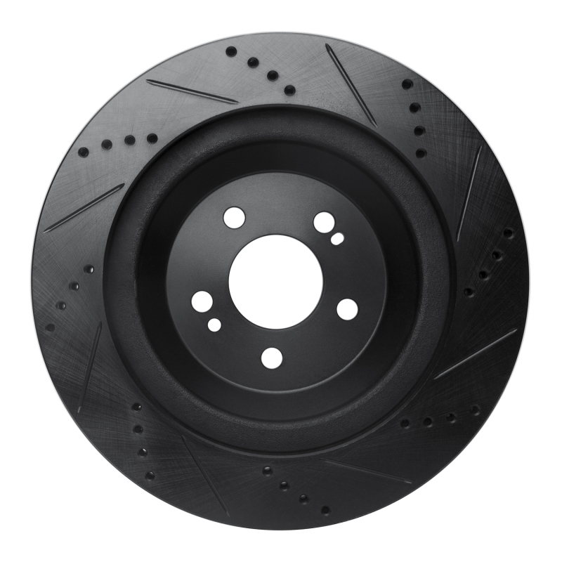 Picture of R1 14-21 Mercedes-Benz Maybach S560 Rear Left Drilled & Slotted Black Brake Rotor