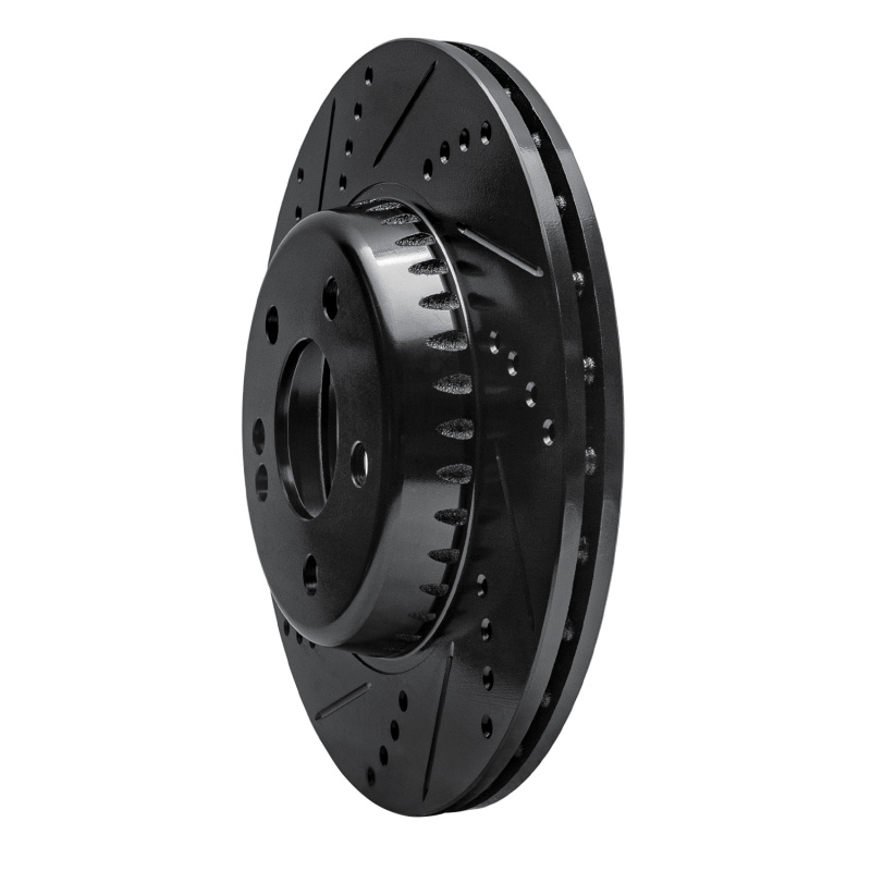 Picture of R1 15-23 Mercedes-Benz E300 Rear Left Drilled & Slotted Black Brake Rotor