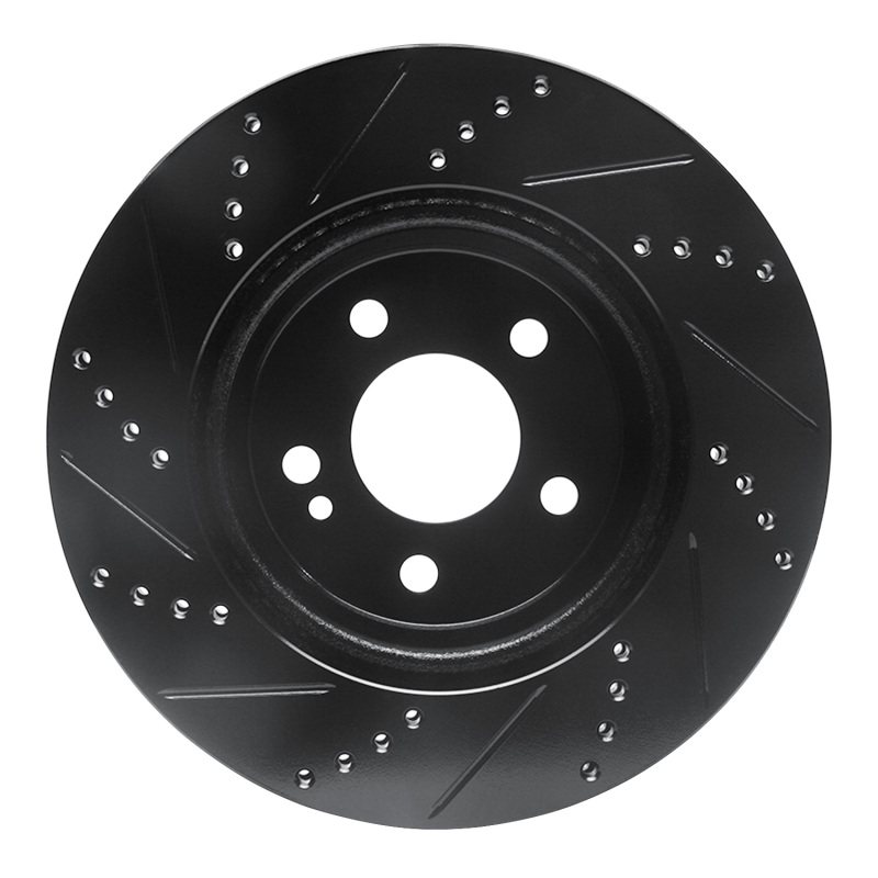 Picture of R1 15-23 Mercedes-Benz C350E Rear Right Drilled & Slotted Black Brake Rotor