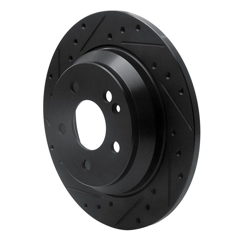 Picture of R1 16-23 Mercedes-Benz Metris Rear Left Drilled & Slotted Black Brake Rotor