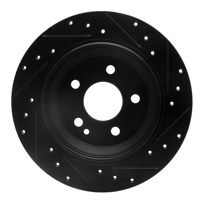 Picture of R1 16-23 Mercedes-Benz Metris Rear Left Drilled & Slotted Black Brake Rotor