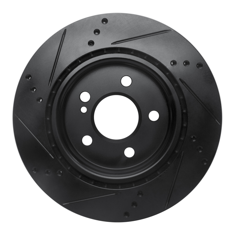 Picture of R1 14-19 Mercedes-Benz CLA250 Rear Right Drilled & Slotted Black Brake Rotor