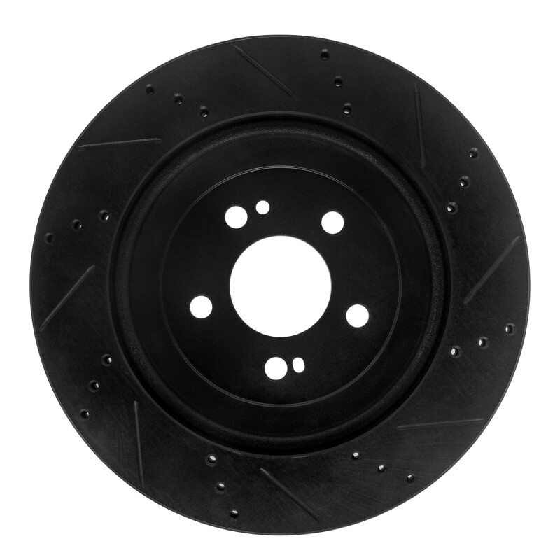 Picture of R1 15-21 Mercedes-Benz S560 Rear Left Drilled & Slotted Black Brake Rotor