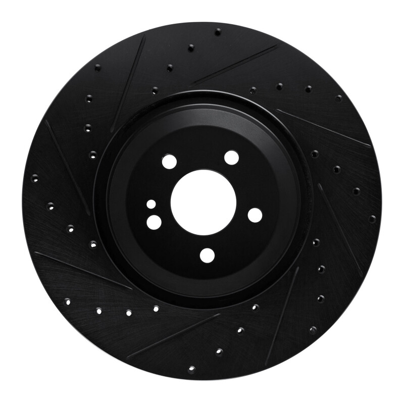 Picture of R1 17-23 Mercedes-Benz E450 Rear Right Drilled & Slotted Black Brake Rotor