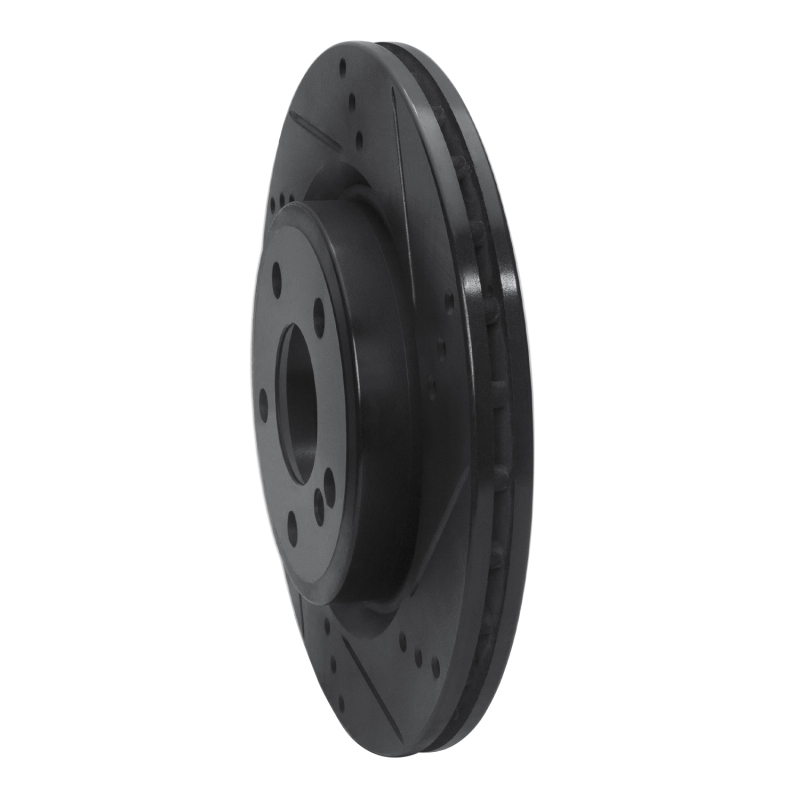 Picture of R1 14-19 Mercedes-Benz CLA250 Rear Right Drilled & Slotted Black Brake Rotor