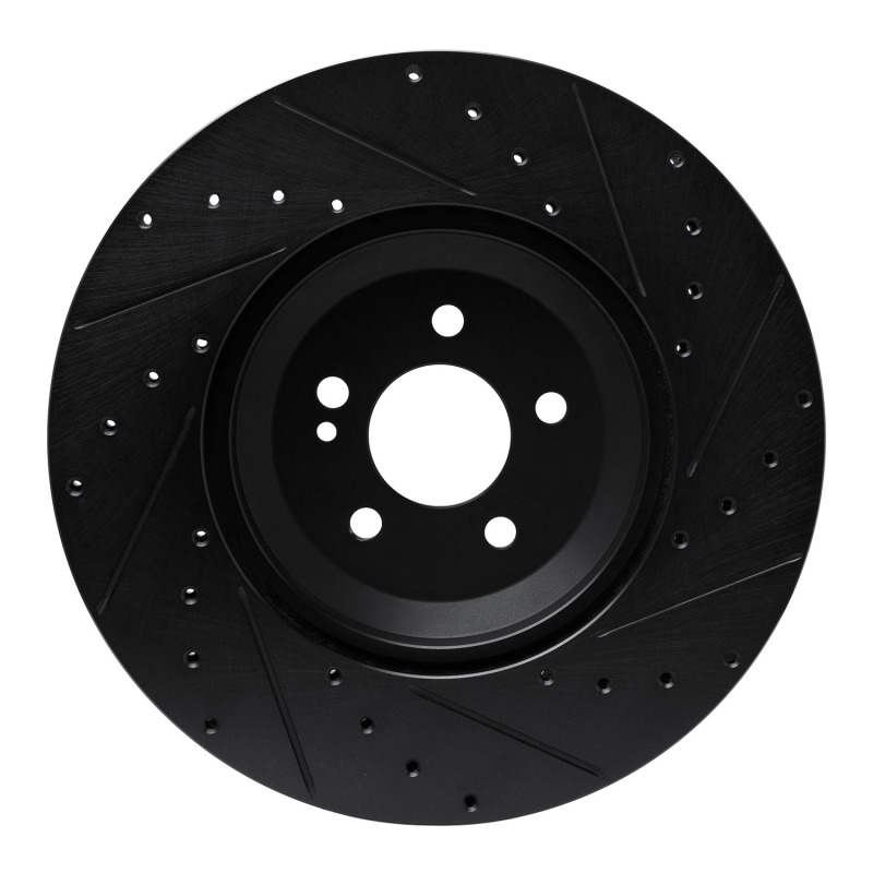 Picture of R1 17-23 Mercedes-Benz E43 AMG Rear Left Drilled & Slotted Black Brake Rotor
