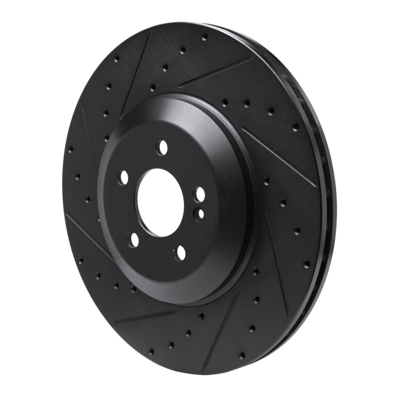 Picture of R1 17-23 Mercedes-Benz E43 AMG Rear Left Drilled & Slotted Black Brake Rotor