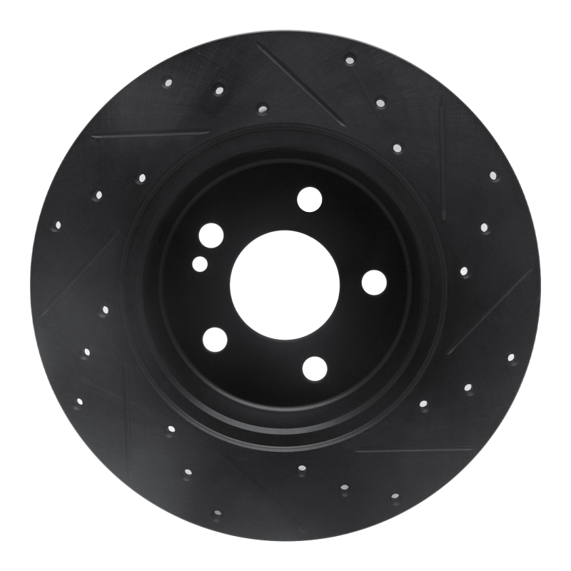 Picture of R1 15-21 Mercedes-Benz C300 Coupe & Convertible Rear Left Drilled & Slotted Black Brake Rotor