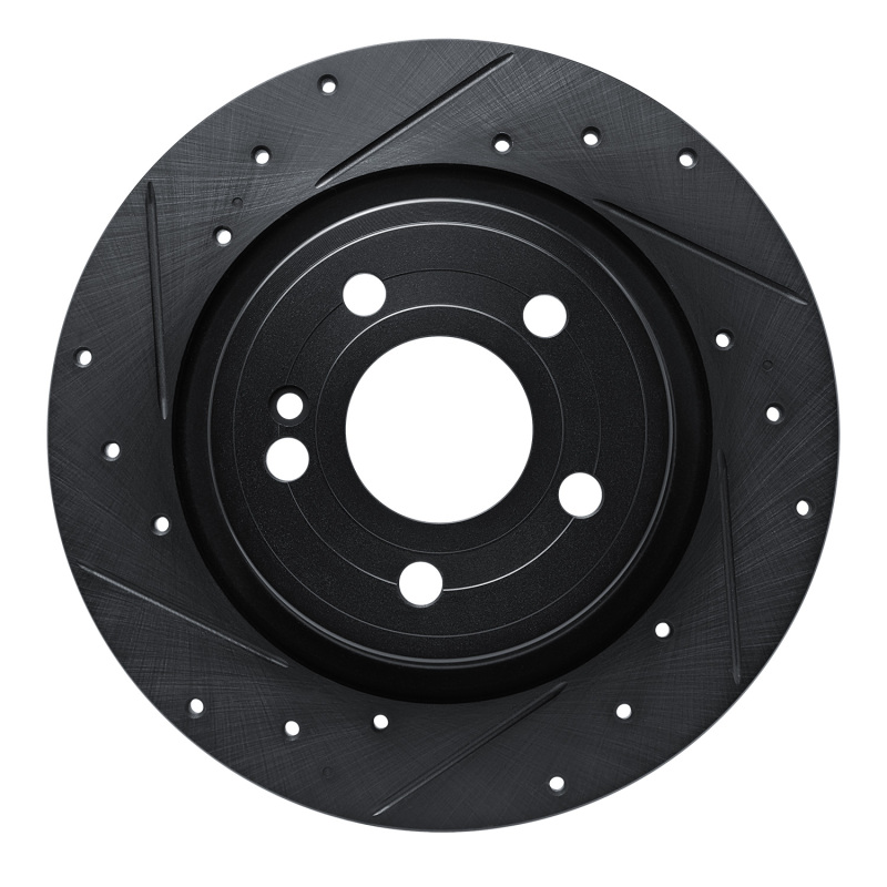Picture of R1 19-26 Mercedes-Benz A220 Rear Left Drilled & Slotted Black Brake Rotor