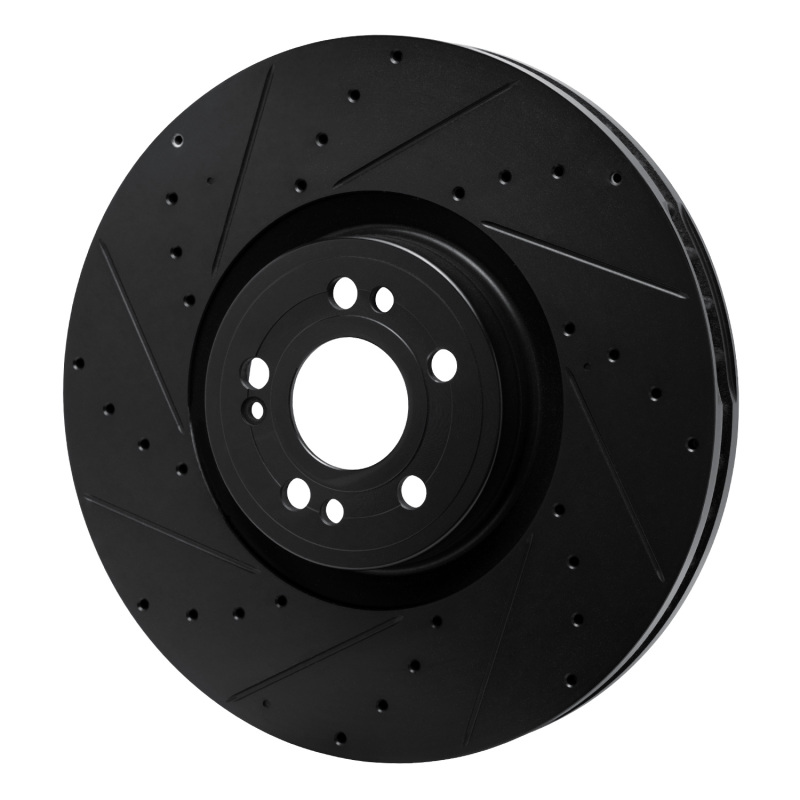 Picture of R1 20-26 Mercedes-Benz GLE450e Front Left Drilled & Slotted Black Brake Rotor