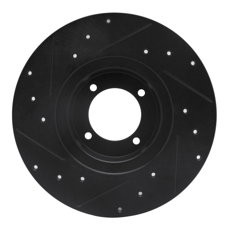 Picture of R1 62-80 MG MGB Front Right Drilled & Slotted Black Brake Rotor