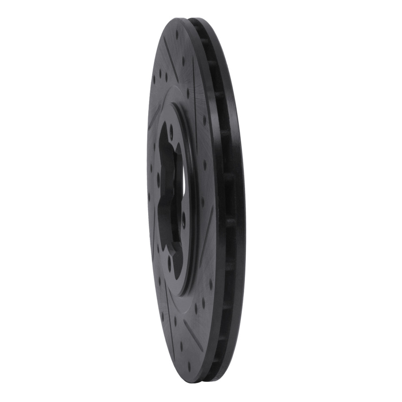 Picture of R1 81-88 Nissan Maxima Front Right Drilled & Slotted Black Brake Rotor