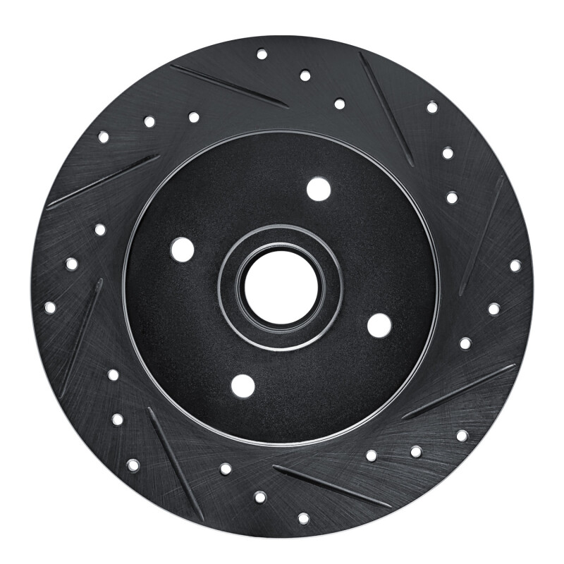 Picture of R1 84-87 Nissan Maxima Rear Right Drilled & Slotted Black Brake Rotor