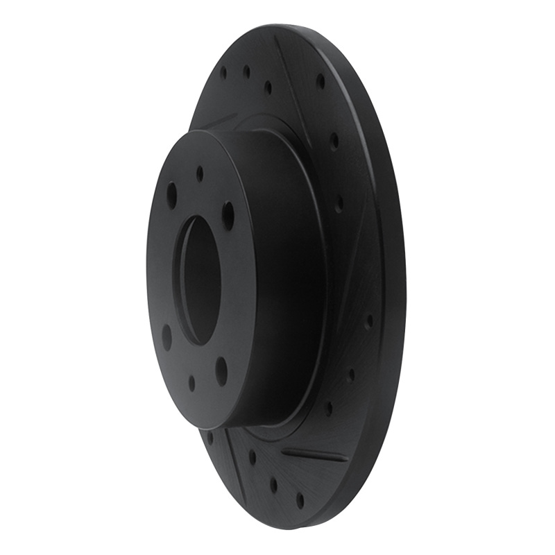 Picture of R1 86-06 Nissan TSURU (Mexico) Front Right Drilled & Slotted Black Brake Rotor