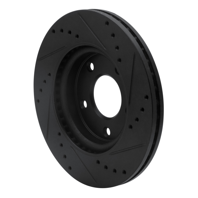 Picture of R1 13-19 Nissan SENTRA Front Left Drilled & Slotted Black Brake Rotor