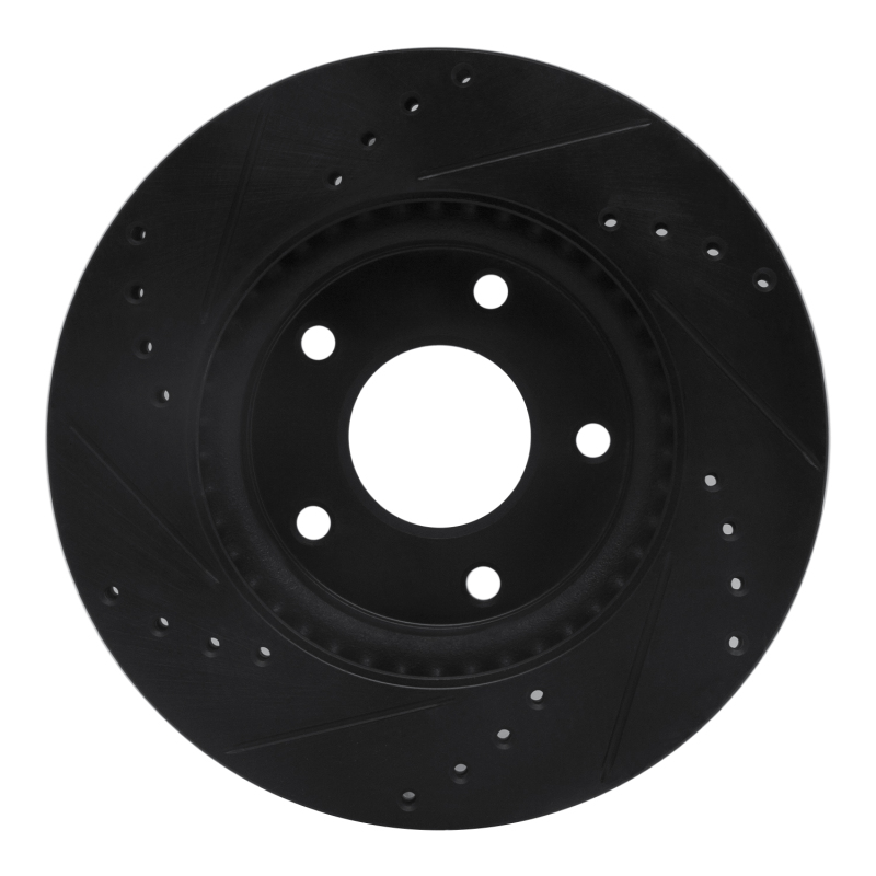 Picture of R1 13-19 Nissan SENTRA Front Right Drilled & Slotted Black Brake Rotor