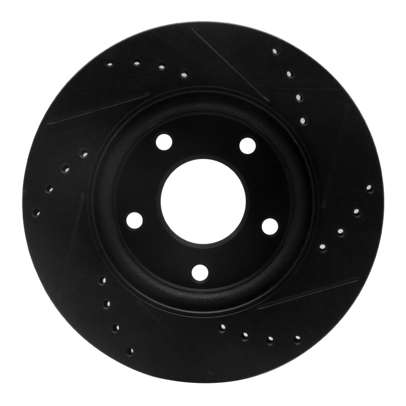 Picture of R1 13-19 Nissan SENTRA Front Left Drilled & Slotted Black Brake Rotor