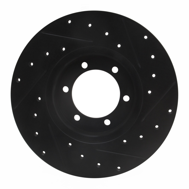 Picture of R1 78-82 Nissan 720 DATSUN Front Left Drilled & Slotted Black Brake Rotor