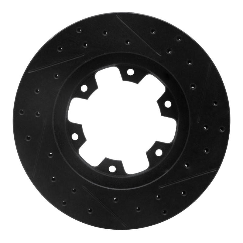 Picture of R1 83-85 Nissan 720 DATSUN Front Left Drilled & Slotted Black Brake Rotor