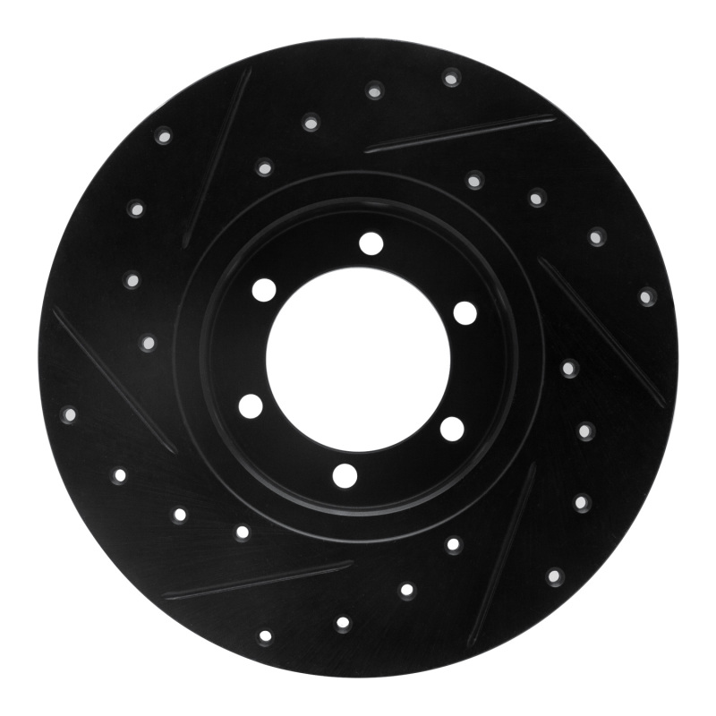 Picture of R1 78-82 Nissan 620 Pickup Front Right Drilled & Slotted Black Brake Rotor