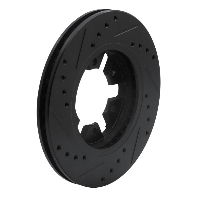 Picture of R1 85-97 Nissan D21 Pickup RWD (4 Cyl Excl HD) Front Right Drilled & Slotted Black Brake Rotor