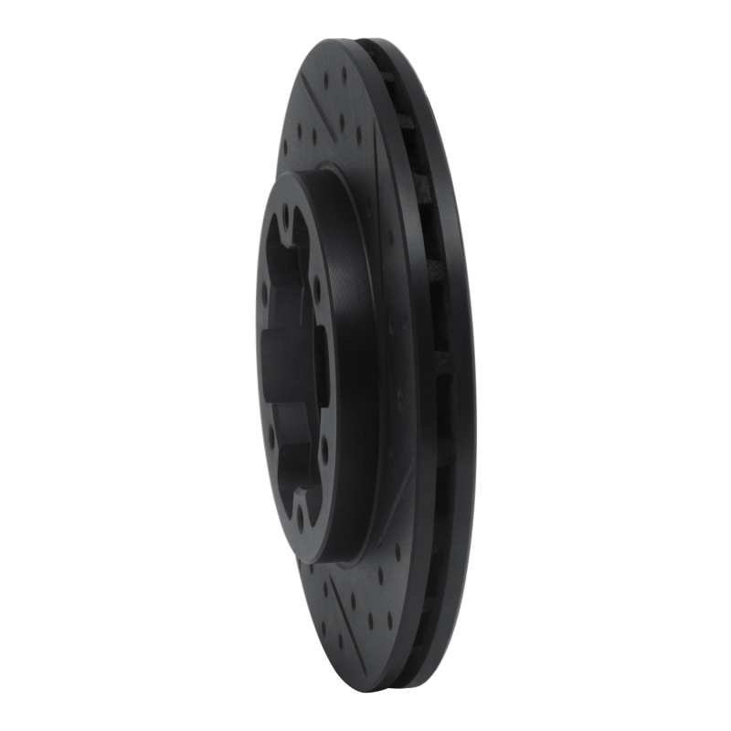 Picture of R1 83-85 Nissan 720 DATSUN Front Right Drilled & Slotted Black Brake Rotor