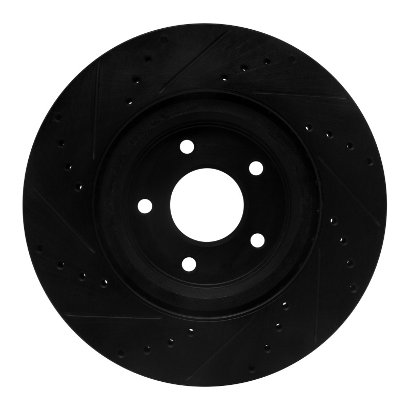Picture of R1 14-19 Nissan Rogue Front Right Drilled & Slotted Black Brake Rotor