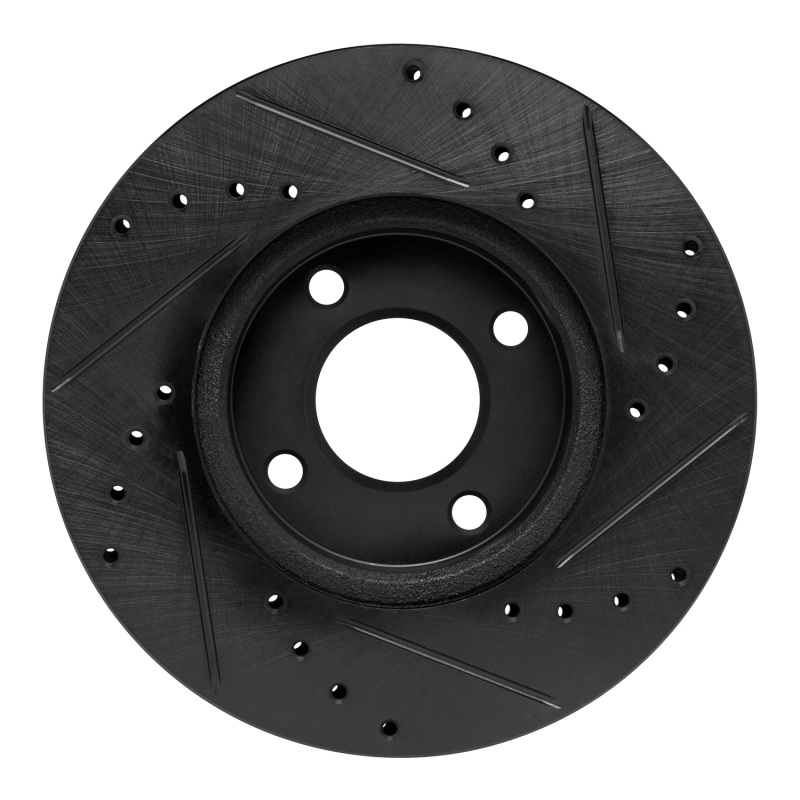Picture of R1 17-25 Nissan Kicks Front Left Drilled & Slotted Black Brake Rotor