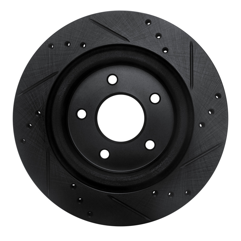 Picture of R1 17-25 Nissan X-Trail (Mexico) Rear Left Drilled & Slotted Black Brake Rotor