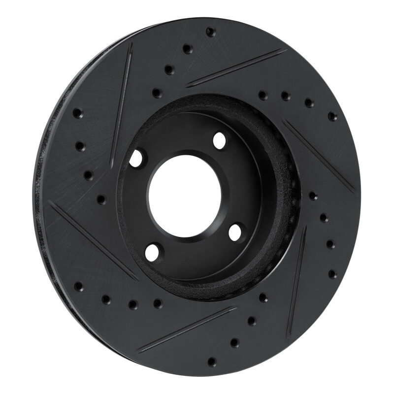 Picture of R1 17-25 Nissan Versa Front Right Drilled & Slotted Black Brake Rotor