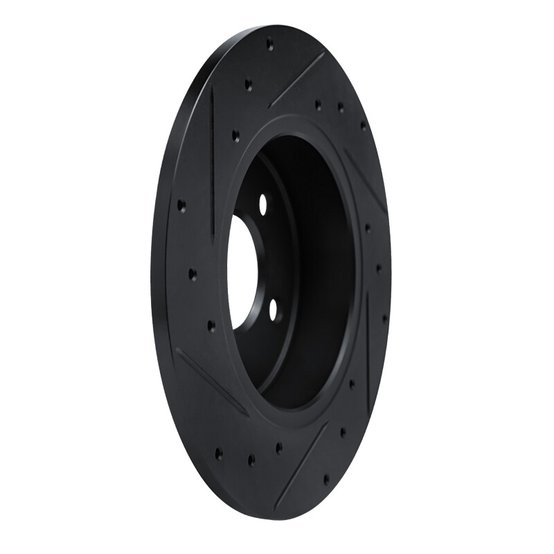 Picture of R1 19-25 Nissan Kicks Rear Right Drilled & Slotted Black Brake Rotor