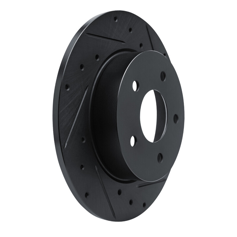 Picture of R1 19-25 Nissan Kicks Rear Right Drilled & Slotted Black Brake Rotor
