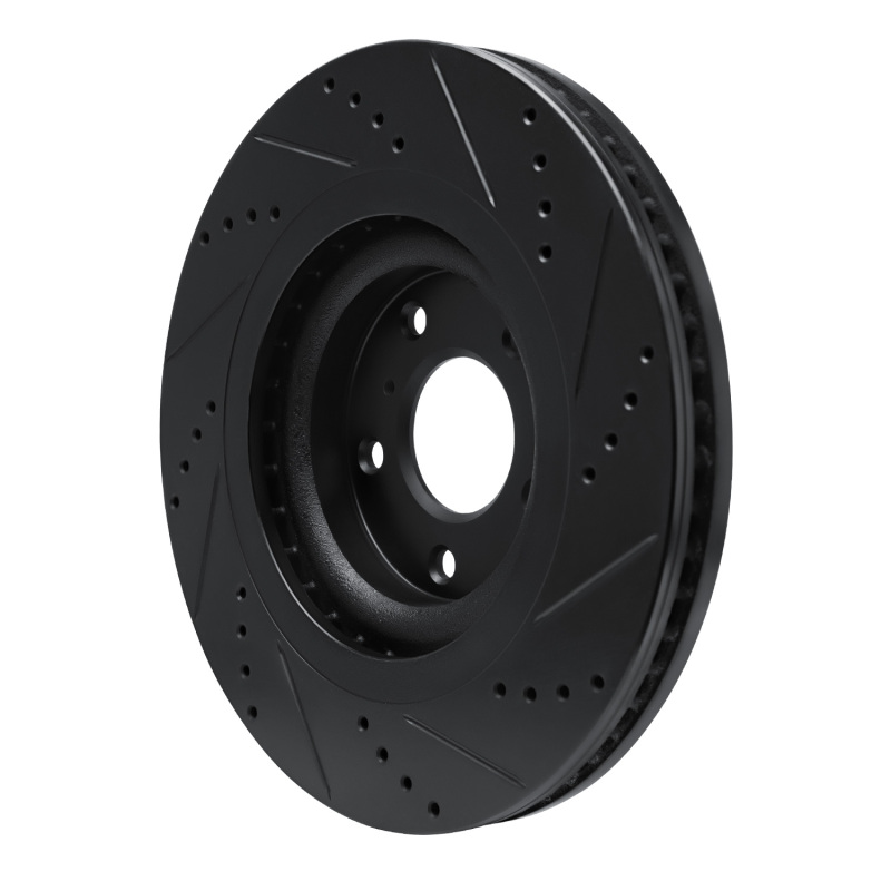 Picture of R1 19-24 Infiniti QX55 Front Left Drilled & Slotted Black Brake Rotor