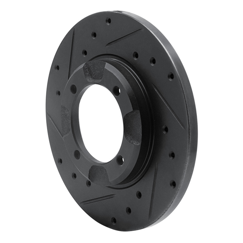 Picture of R1 85-91 Dodge COLT Front Left Drilled & Slotted Black Brake Rotor
