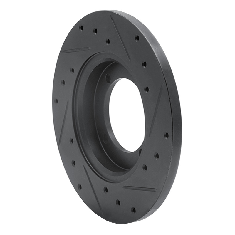 Picture of R1 85-91 Dodge COLT Front Left Drilled & Slotted Black Brake Rotor