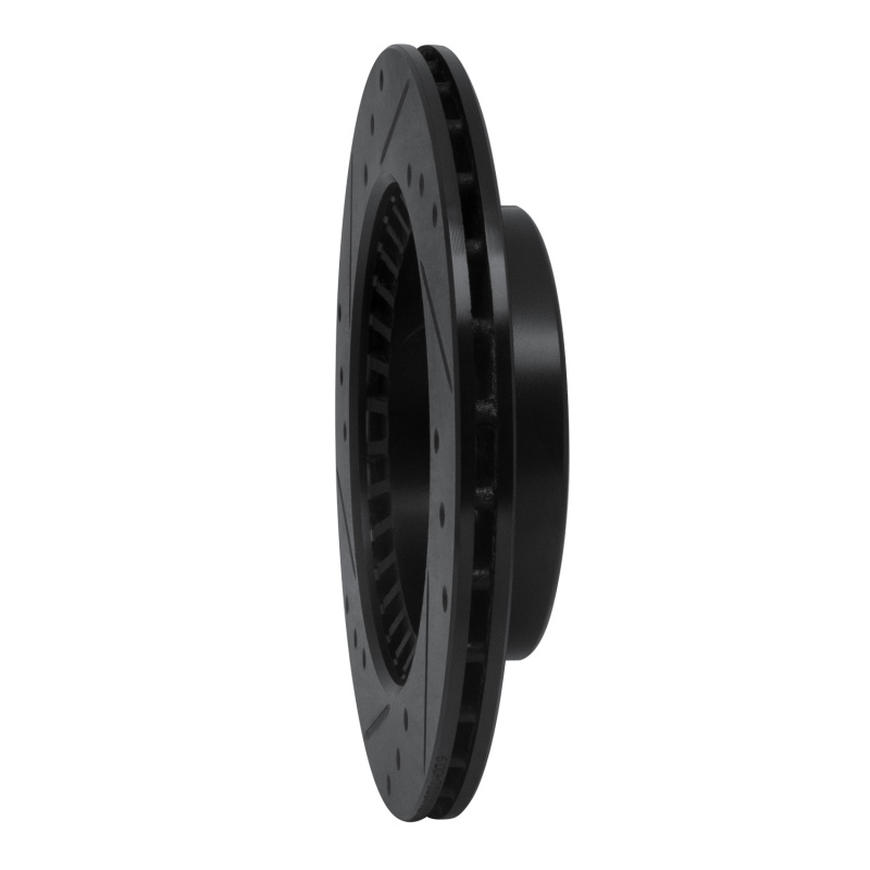 Picture of R1 83-89 Chrysler Conquest Rear Right Drilled & Slotted Black Brake Rotor