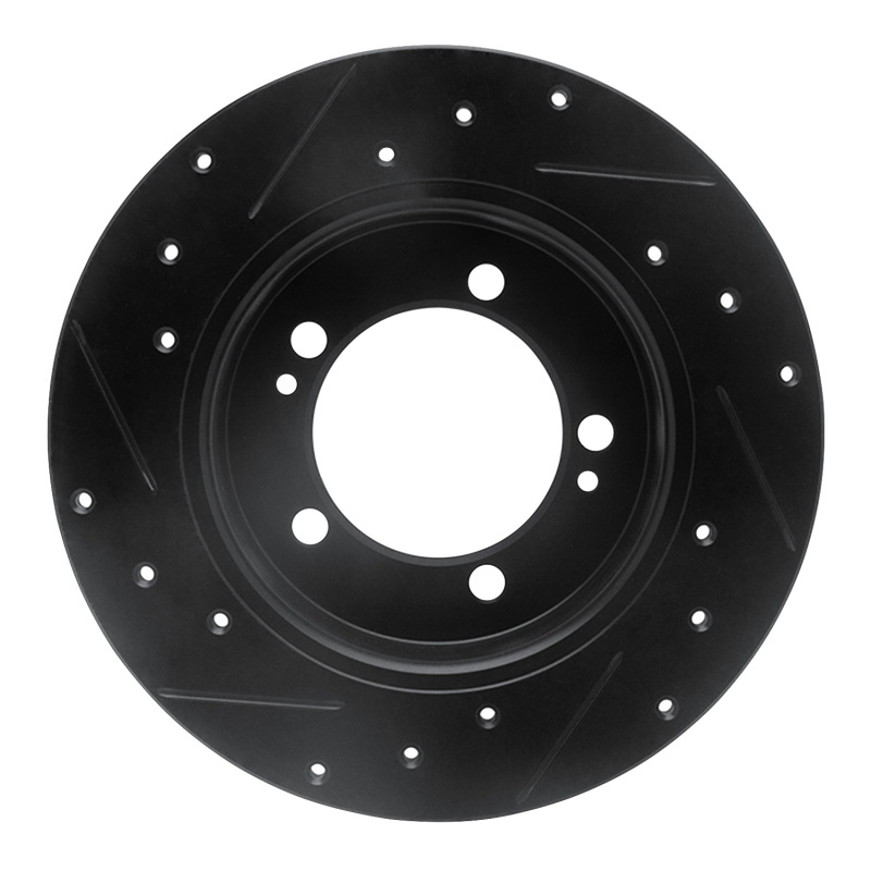 Picture of R1 90-94 Eagle TALON Rear Right Drilled & Slotted Black Brake Rotor
