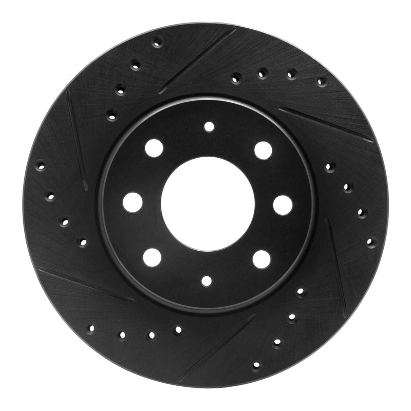 Picture of R1 90-93 Mitsubishi Galant Front Left Drilled & Slotted Black Brake Rotor