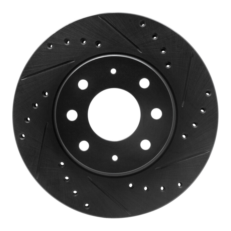 Picture of R1 90-93 Mitsubishi Galant Front Right Drilled & Slotted Black Brake Rotor