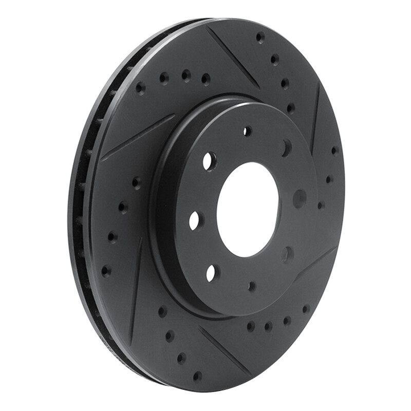 Picture of R1 90-93 Mitsubishi Galant Front Right Drilled & Slotted Black Brake Rotor