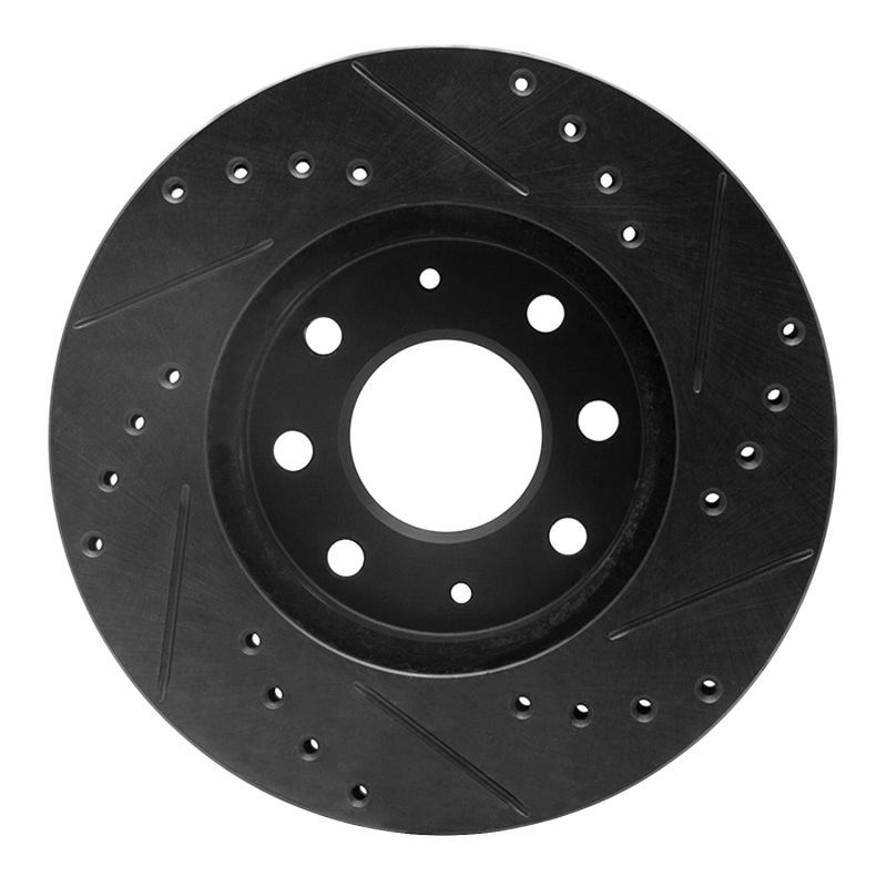 Picture of R1 90-93 Mitsubishi Galant Front Left Drilled & Slotted Black Brake Rotor