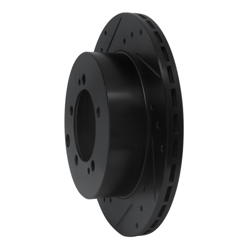 Picture of R1 92-96 Mitsubishi DIAMANTE Rear Left Drilled & Slotted Black Brake Rotor