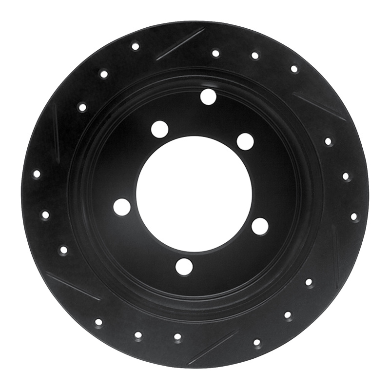 Picture of R1 97-04 Mitsubishi DIAMANTE Rear Right Drilled & Slotted Black Brake Rotor