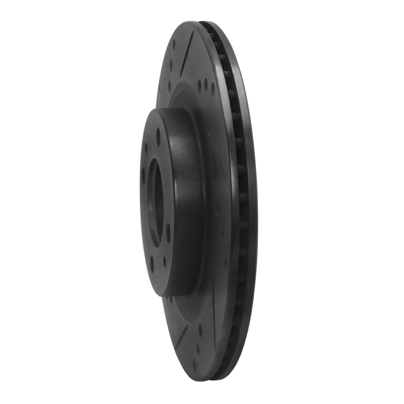 Picture of R1 12-17 Mitsubishi I-MIEV Front Left Drilled & Slotted Black Brake Rotor