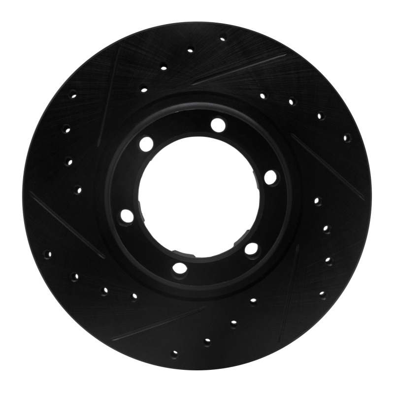 Picture of R1 87-89 Dodge Raider Front Left Drilled & Slotted Black Brake Rotor